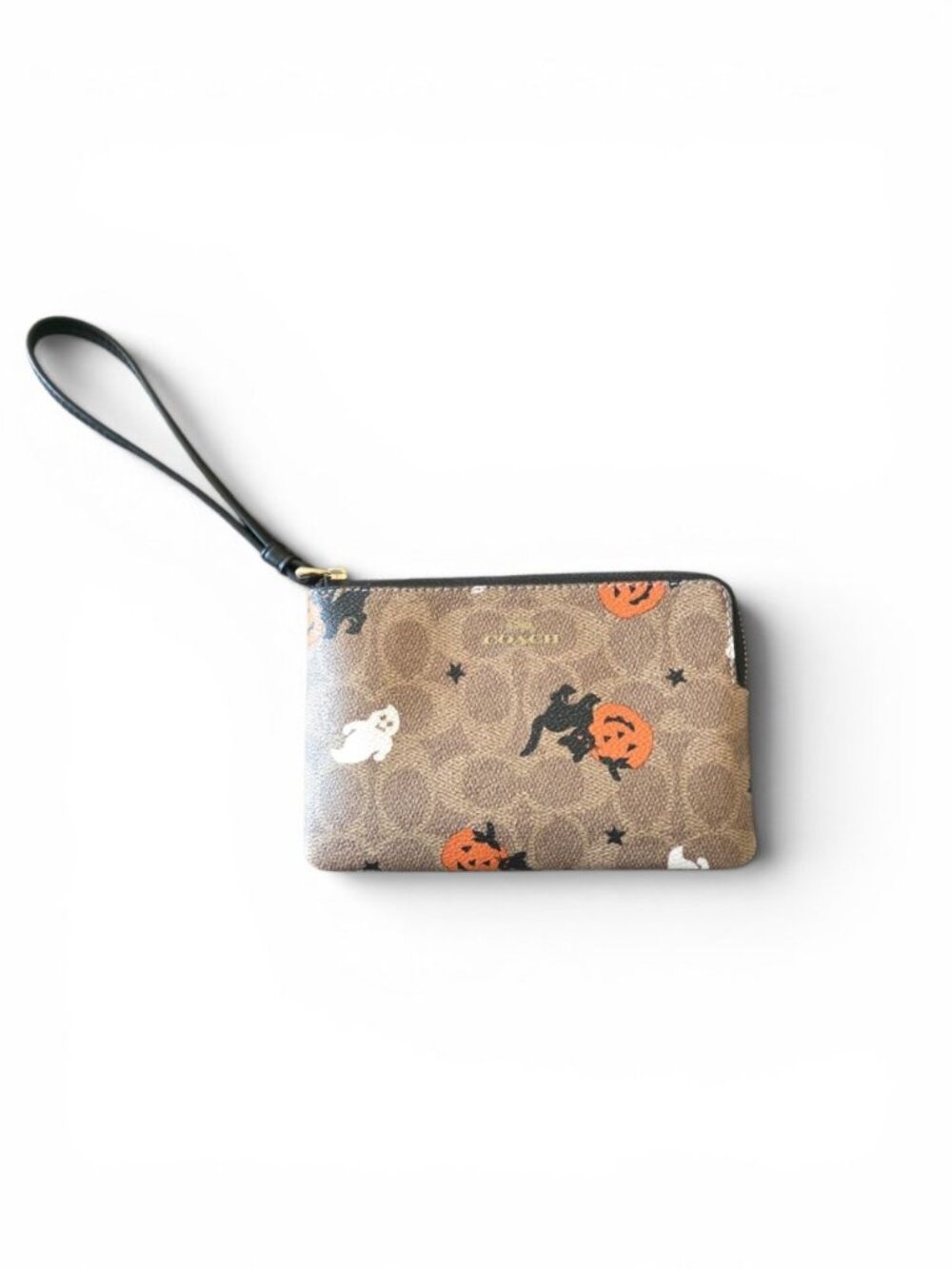 COACH Halloween Corner Zip Wristlet Signature Canvas Ghost Cat Pumpkin Bag NWT - Picture 5 of 15